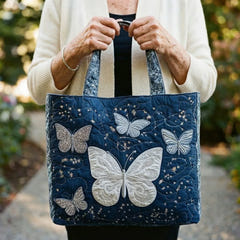 Nola | Silver Butterfly Tote Bag