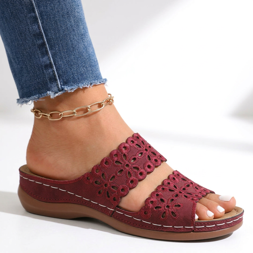 Immy | Floral Cutout Wedge Sandals