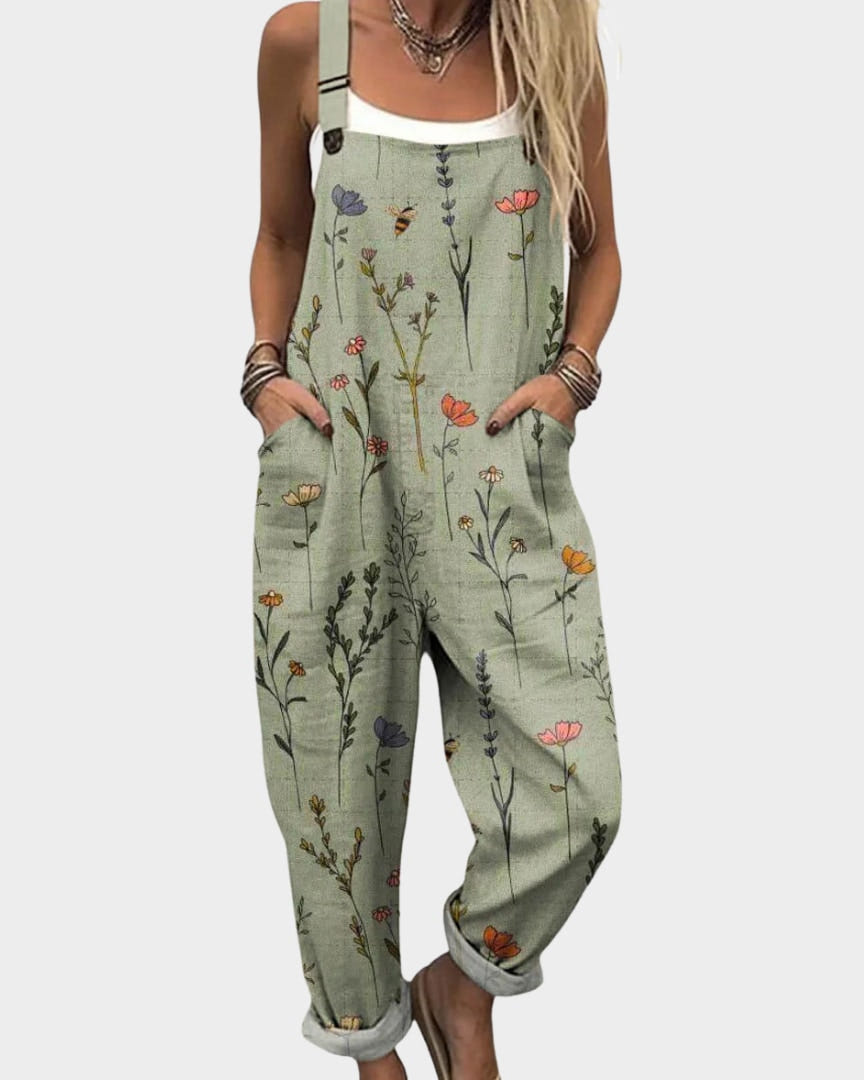 Gail | Printed Overalls Wide-Leg