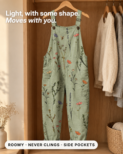 Gail | Printed Overalls Wide-Leg fabric close-up
