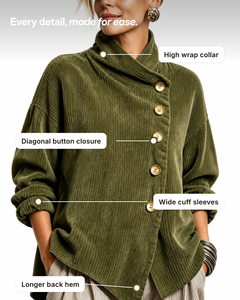 Gillian | Corduroy Wrap-Collar Overshirt details