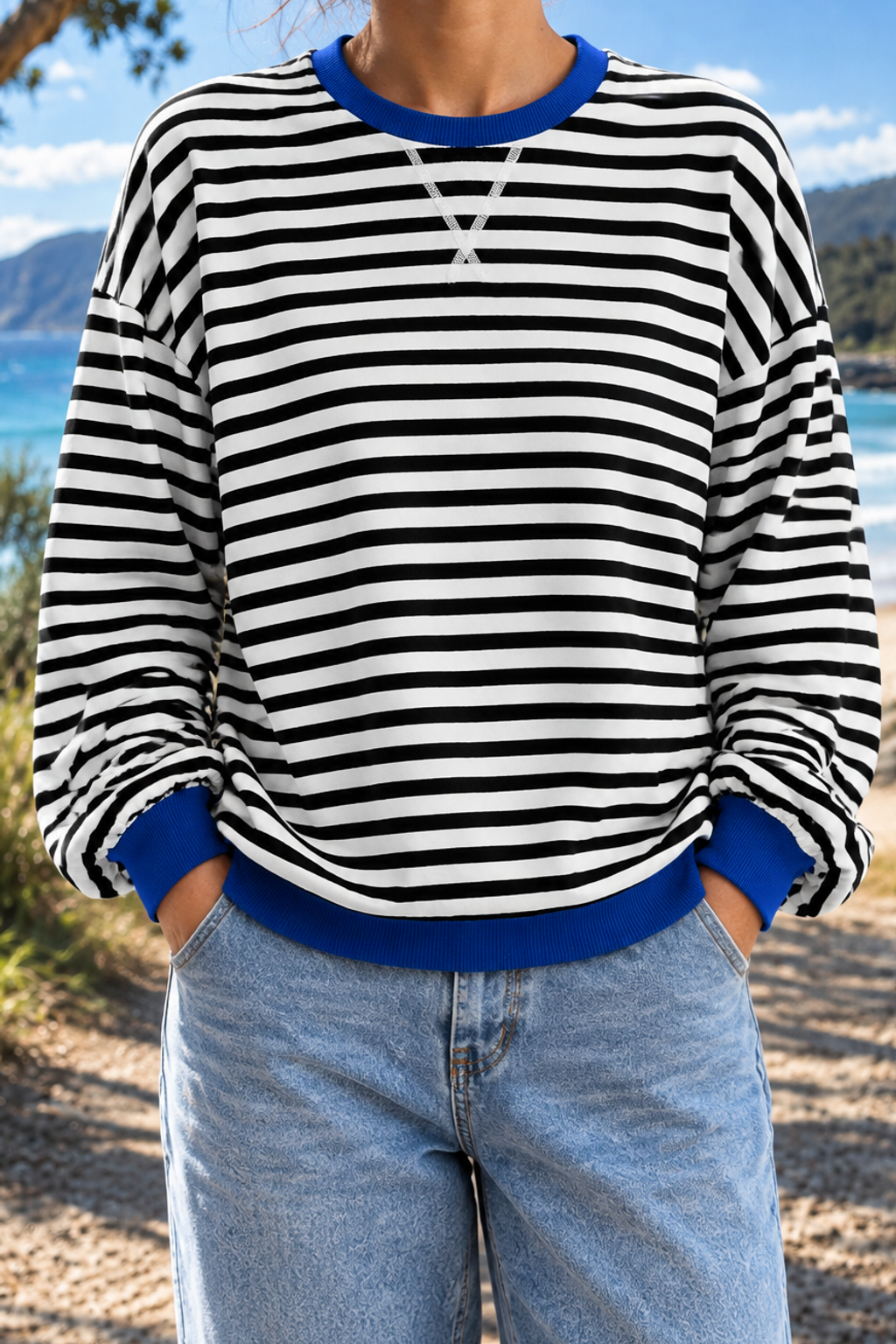 Giselle | Striped Crew Neck Sweatshirt
