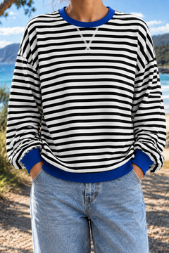 Giselle | Striped Crew Neck Sweatshirt