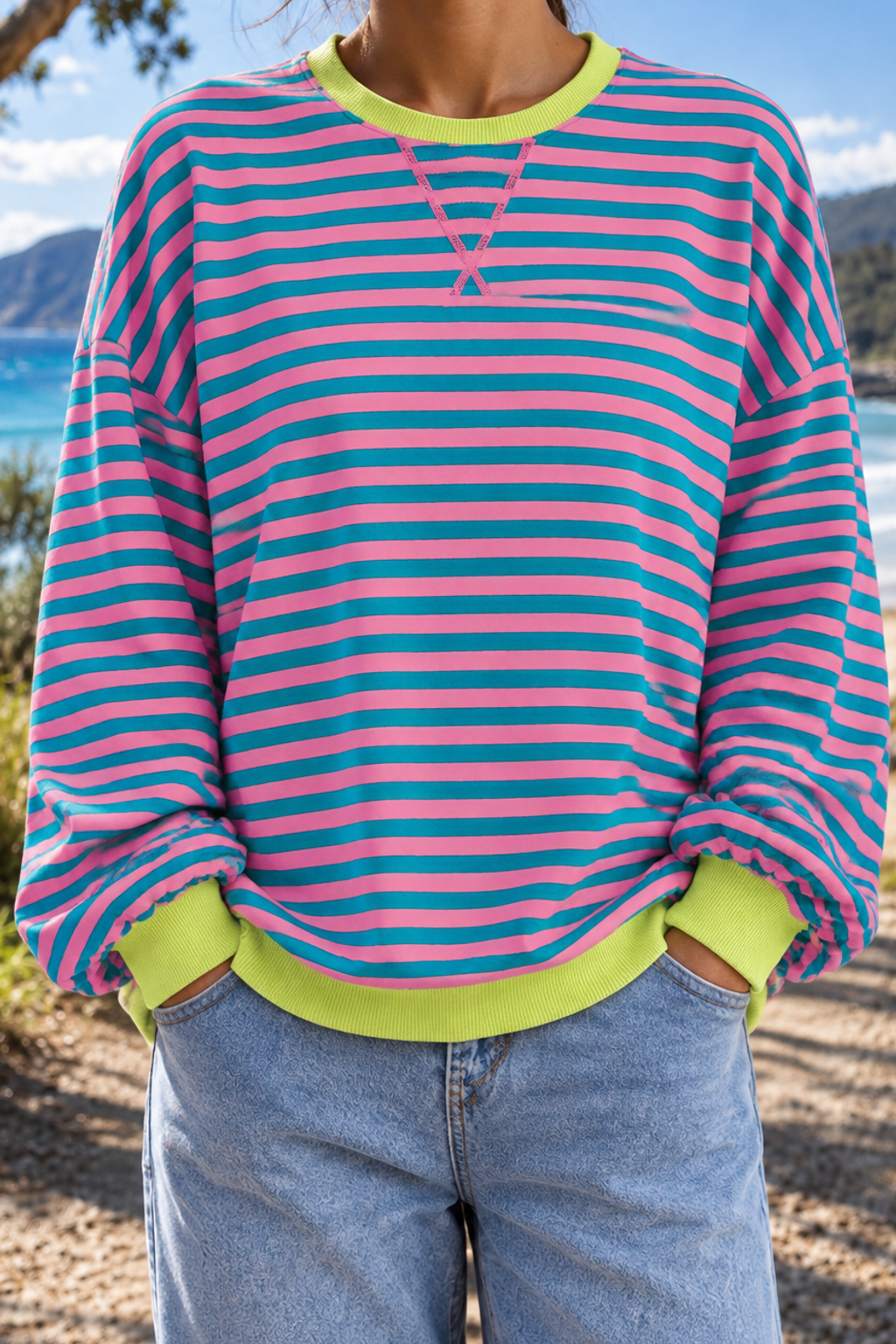 Giselle | Striped Crew Neck Sweatshirt