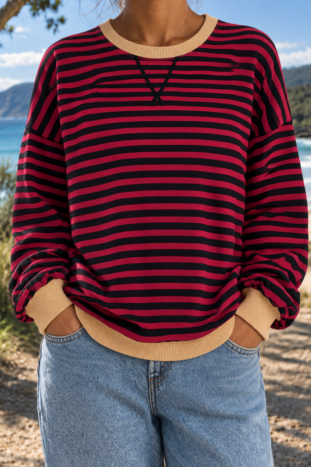 Giselle | Striped Crew Neck Sweatshirt