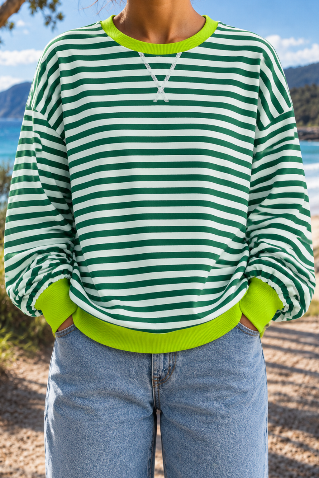 Giselle | Striped Crew Neck Sweatshirt