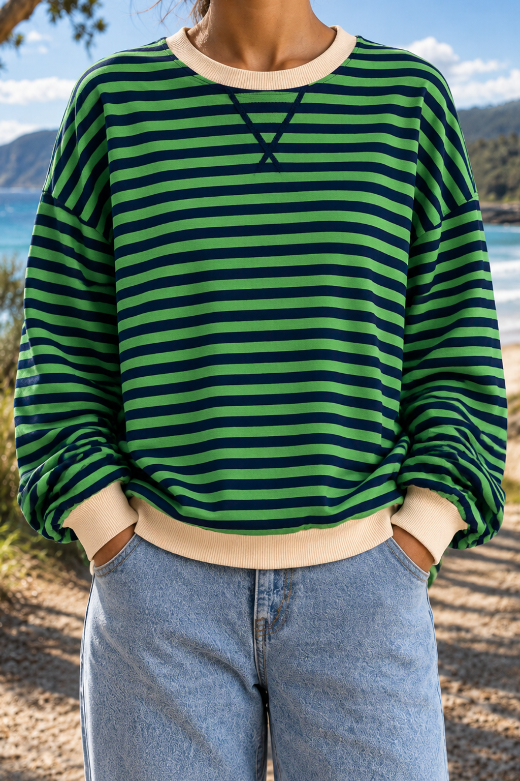 Giselle | Striped Crew Neck Sweatshirt
