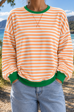 Giselle | Striped Crew Neck Sweatshirt