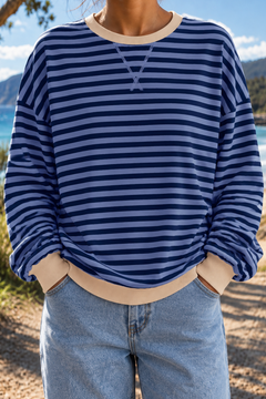 Giselle | Striped Crew Neck Sweatshirt