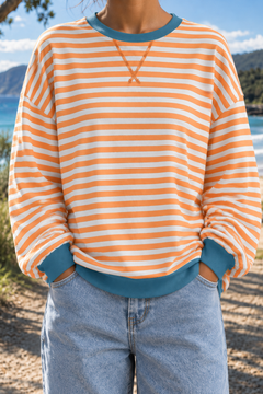 Giselle | Striped Crew Neck Sweatshirt