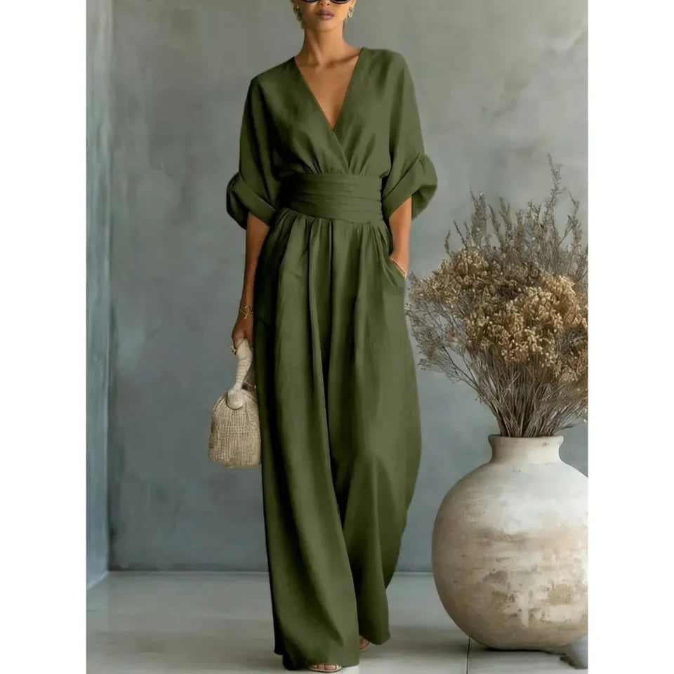 Pryderi | Elegant Draped Wide-Leg Jumpsuit