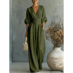 Pryderi | Elegant Draped Wide-Leg Jumpsuit