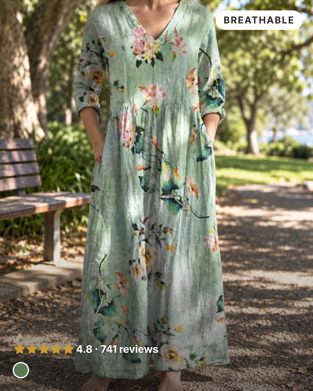 Halcyon | Floral Summer Dress in green