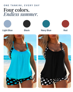 Henrietta | Tummy Control Tankini Set available in 4 colours: light blue, black, navy blue, red