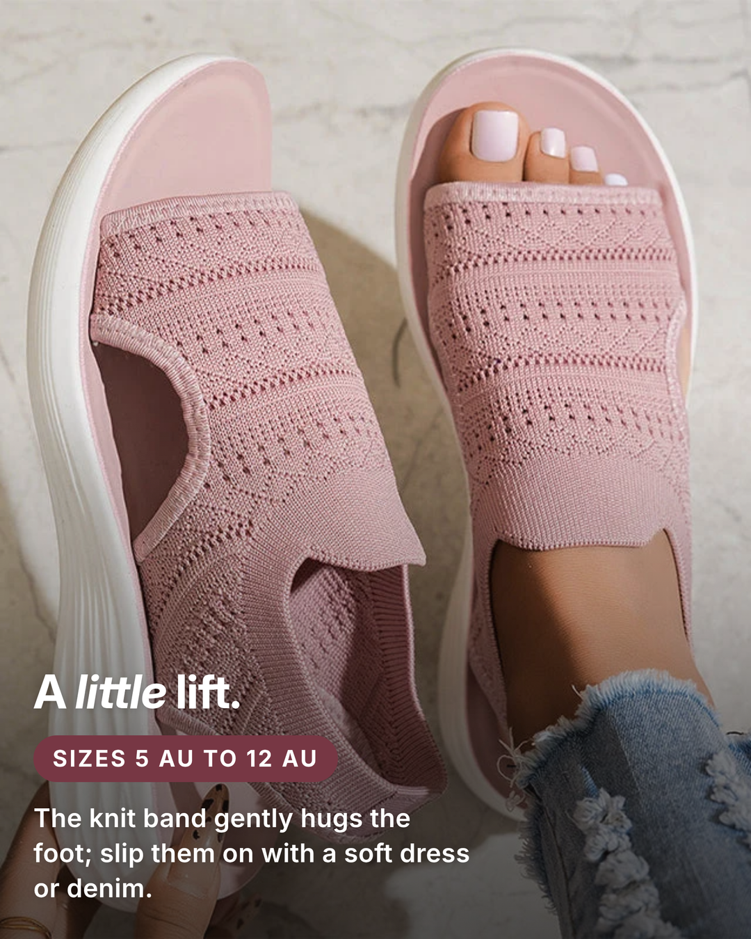 Hero | Breathable Knit Platform Sandals fit and sizes