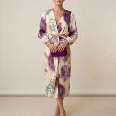 Jorie | Watercolour Satin Midi Dress
