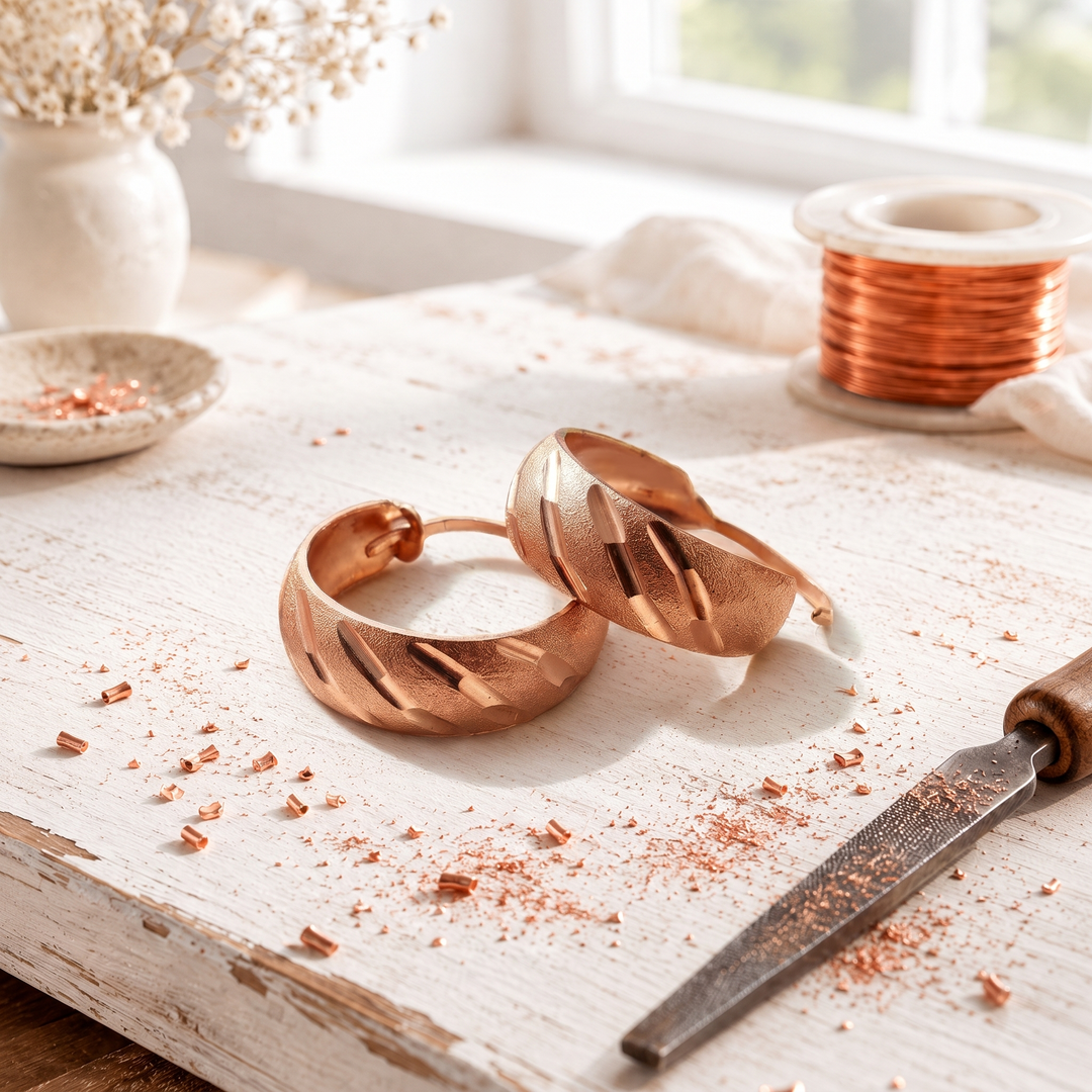 Hermione | Faceted Copper Hoop Earrings