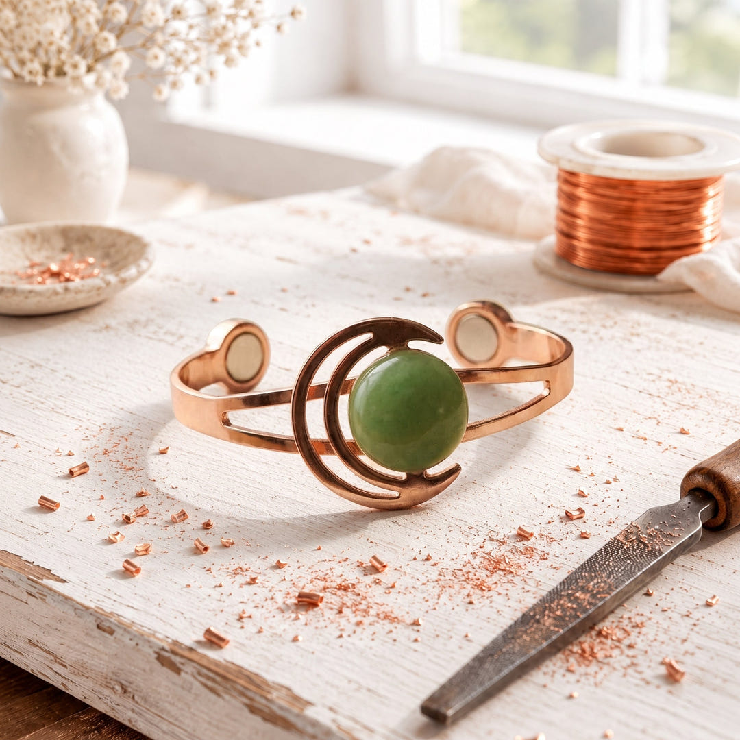 Suzette | Green Stone Copper Bracelet