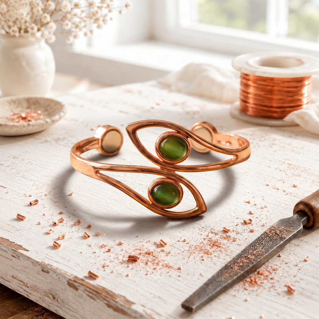 Magdalen | Green Opal Copper Cuff