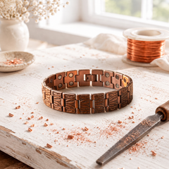 Kay | Embossed Feather Copper Bracelet
