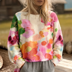 Merla | Tie-Dye Floral Knit Sweater
