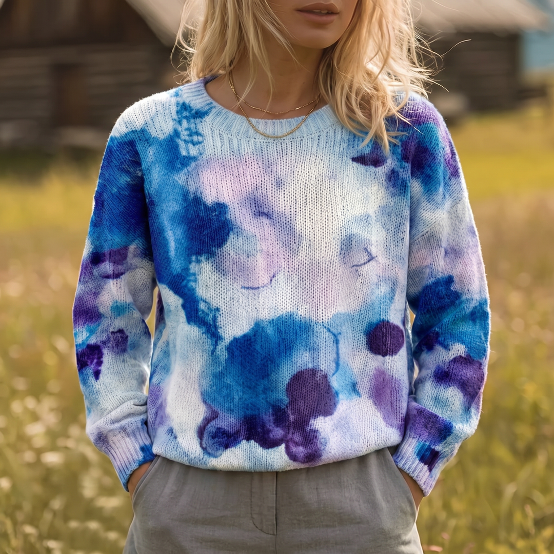 Magnolia | Blue Floral Knit Sweater