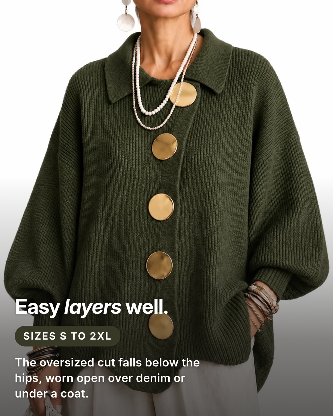 Hortense | Oversized Ribbed Cardigan fit and sizes