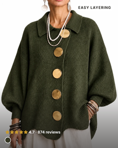 Hortense | Oversized Ribbed Cardigan in olive green