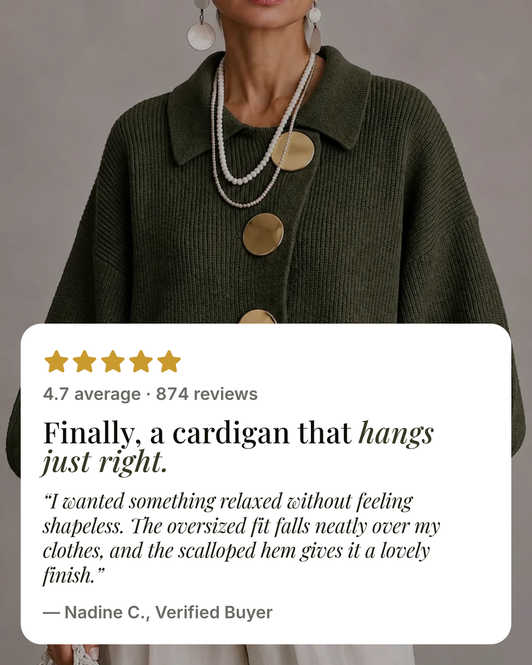 Hortense | Oversized Ribbed Cardigan five star customer review