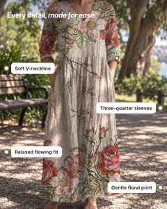 Hosanna | Soft Floral Midi Dress details
