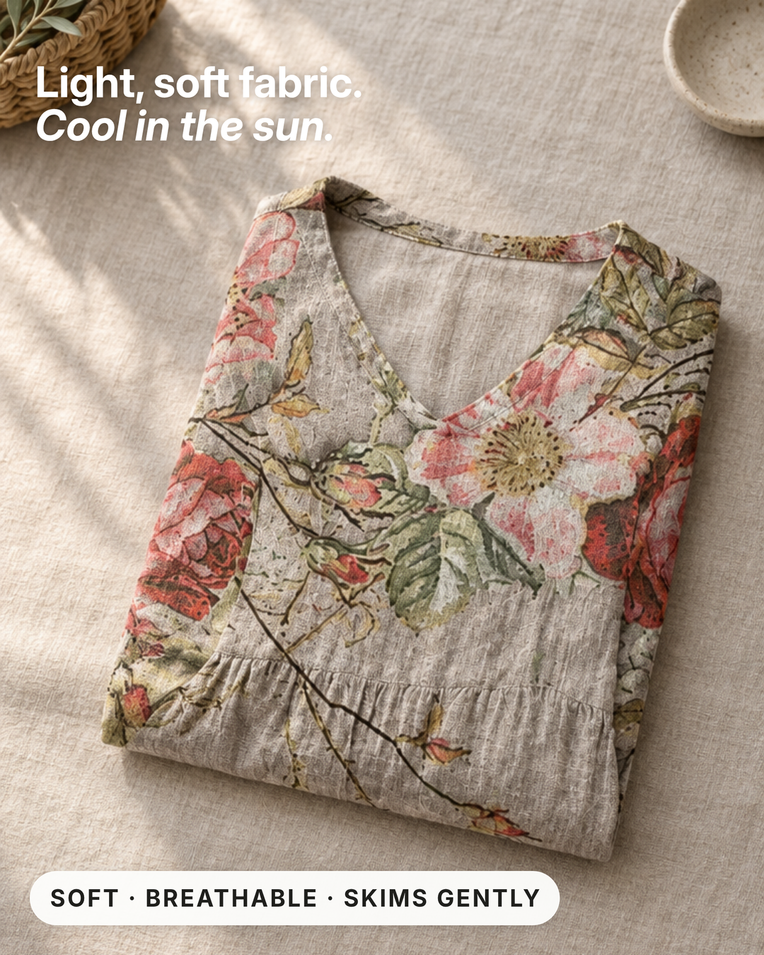 Hosanna | Soft Floral Midi Dress fabric close-up