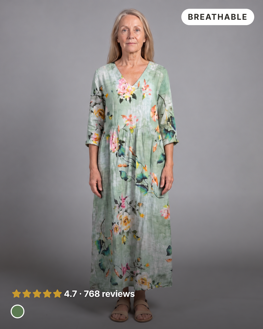 India-Rose | Floral Summer Dress in green