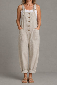 Relaxed linen-look jumpsuit in beige