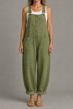 Relaxed linen-look jumpsuit in olive