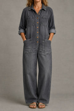 Relaxed Long-Sleeve Jumpsuit in grey