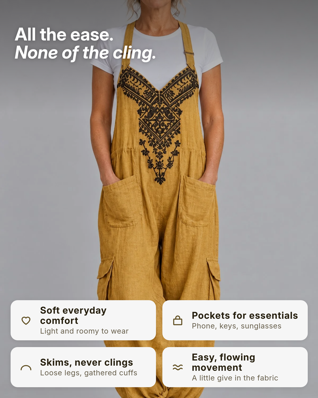 Joni | Boho Halter Dungarees benefits