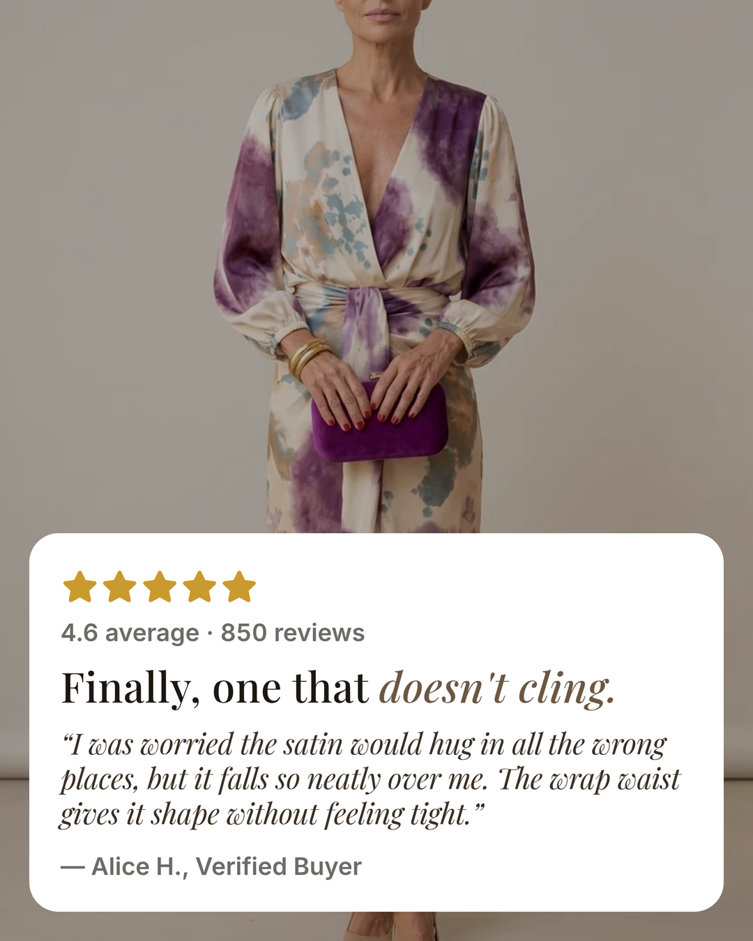 Jorie | Watercolour Satin Midi Dress five star customer review