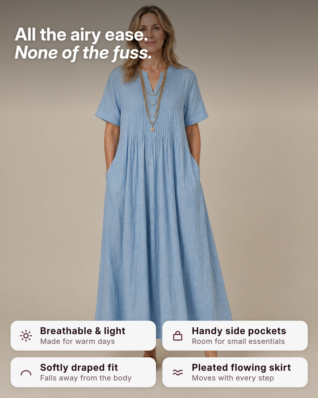 Juliane | Pleated Midi Dress benefits