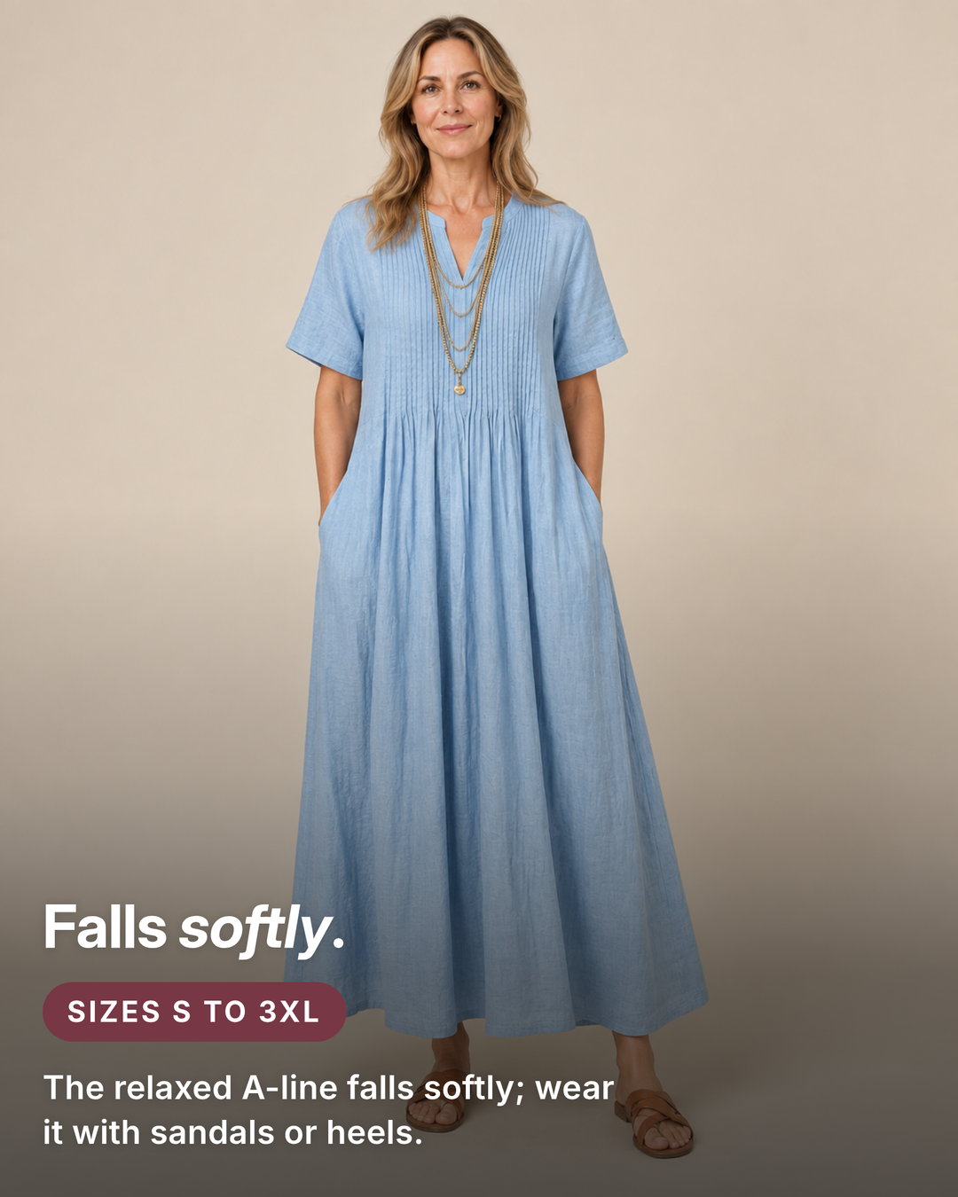 Juliane | Pleated Midi Dress fit and sizes