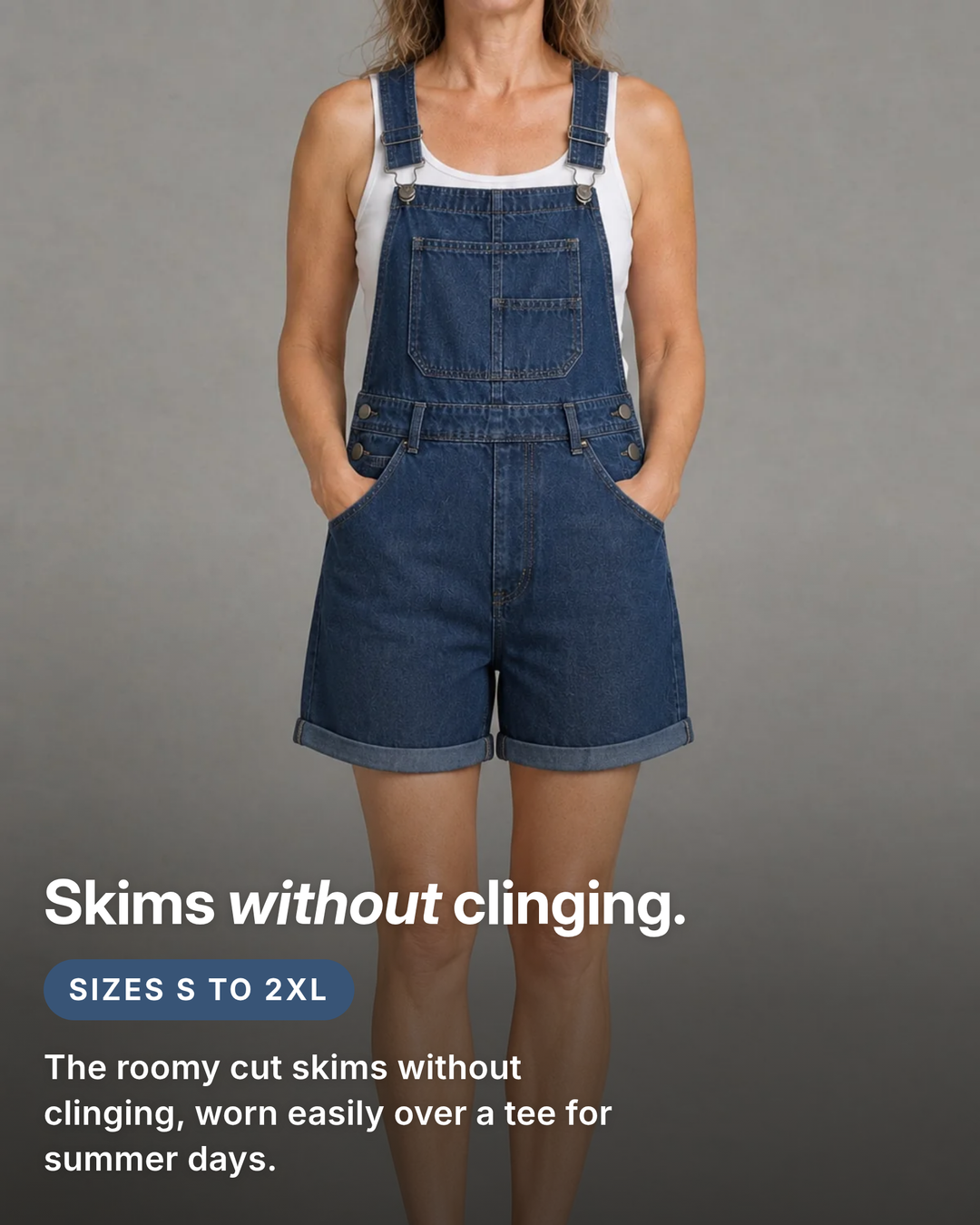 Kacey | Classic Denim Overall Shorts fit and sizes