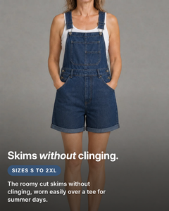 Kacey | Classic Denim Overall Shorts fit and sizes