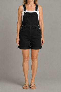 Classic denim overall shorts in black
