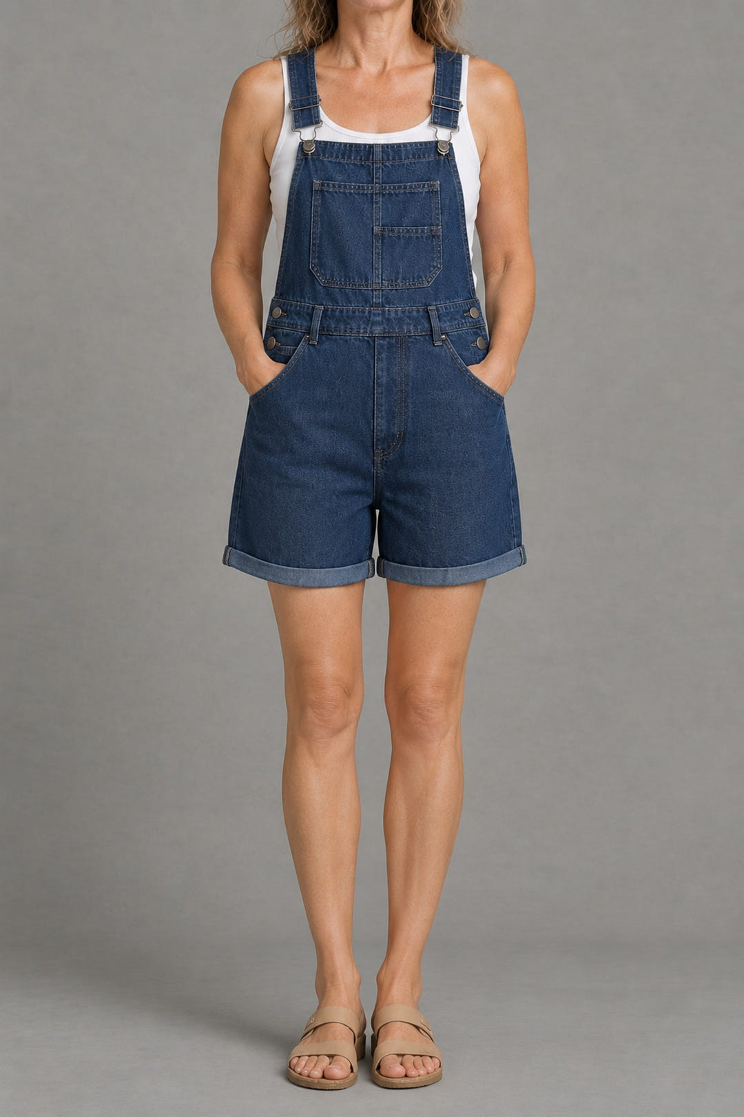 Classic denim overall shorts in blue