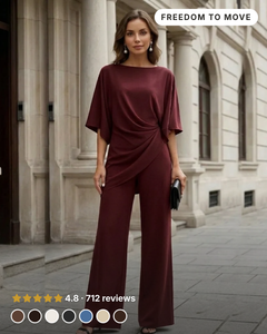 Kalea | Blouse and Trouser Set in chocolate