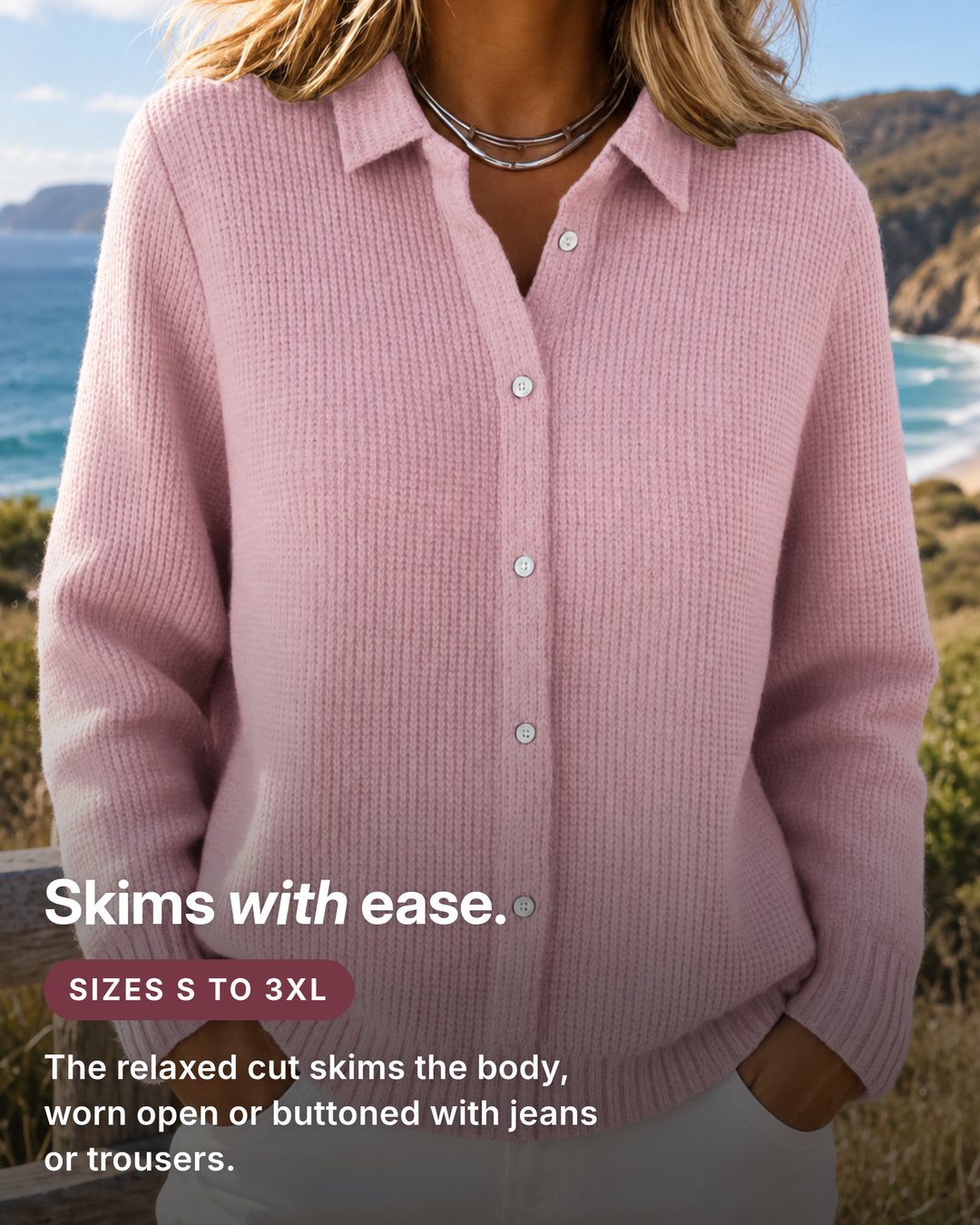 Karel | Textured Knit Button Cardigan fit and sizes