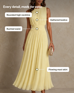 Kathleen | Ruched Waist Maxi Dress details
