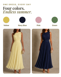 Kathleen | Ruched Waist Maxi Dress available in 4 colours: yellow, navy blue, pink, green