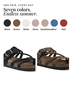 Kellie | Orthopedic Leather Sandals available in 7 colours: black, brown, white, blush, sandalwood, blue, red