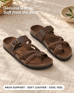 Kellie | Orthopedic Leather Sandals fabric close-up