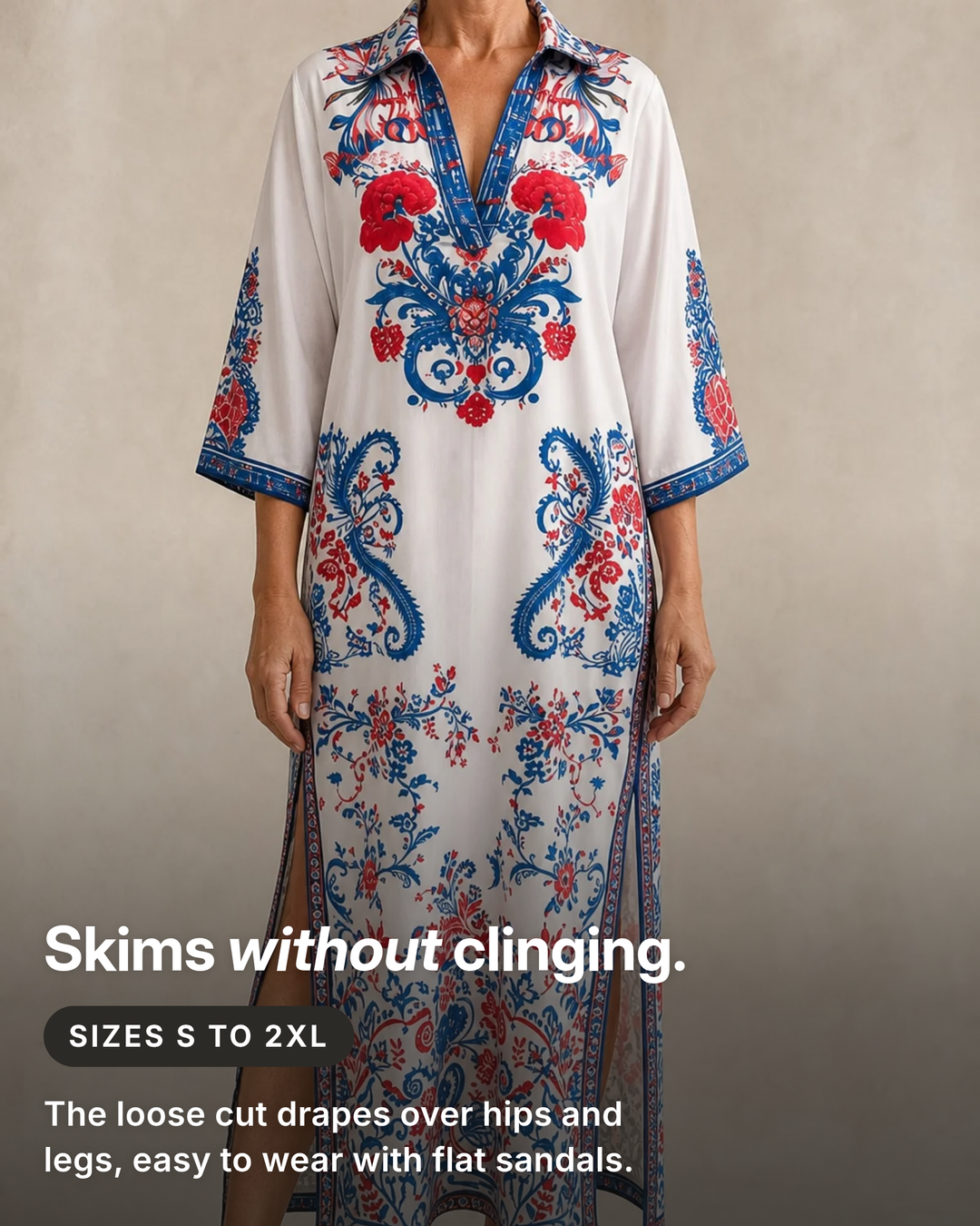 Kerryn | Paisley Print Kaftan Maxi Dress fit and sizes